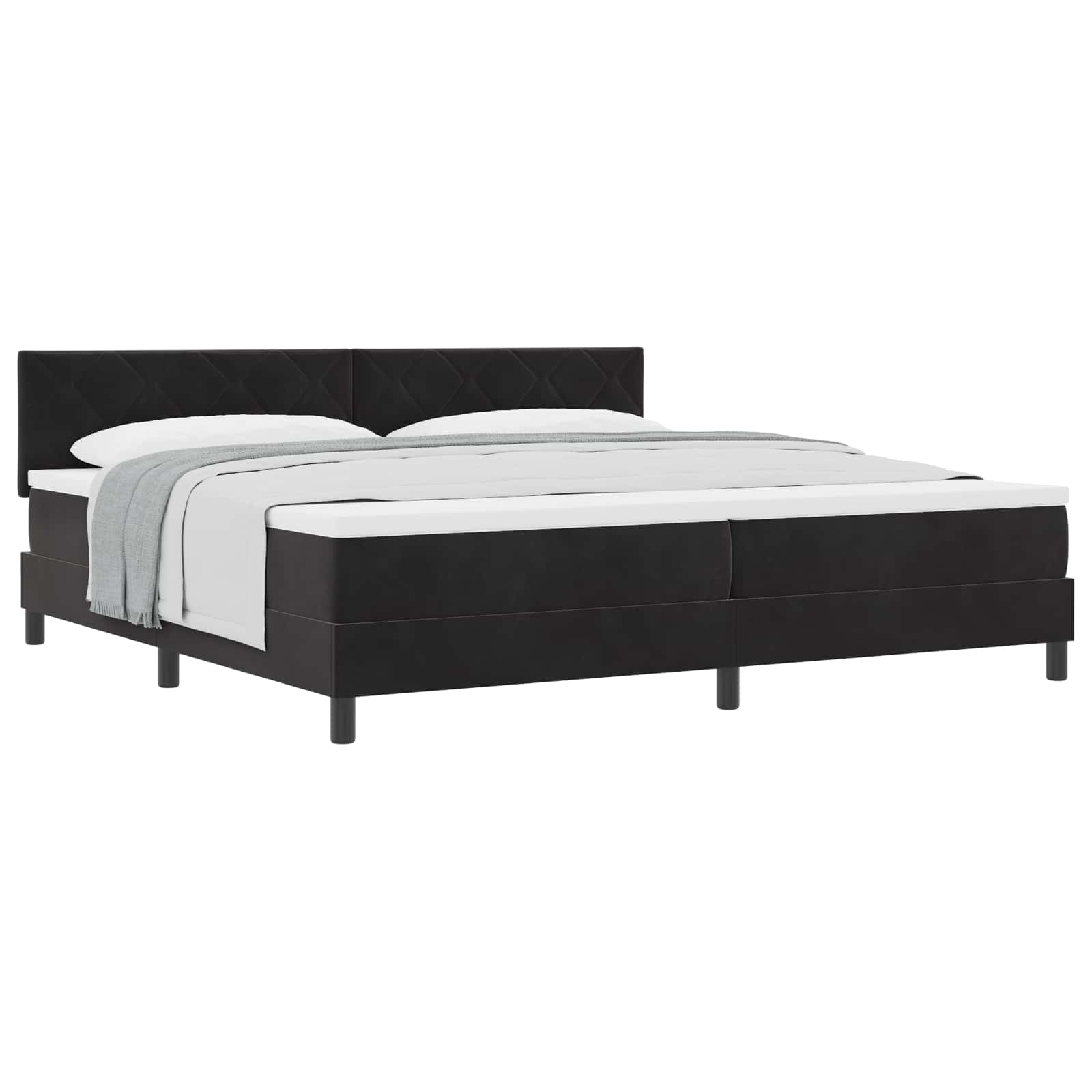 Boxspringbed met hoofdeinde Zwart 200 x 200 cm Fluweel is nu te koop bij PeponiXL, paradijselijk wonen!