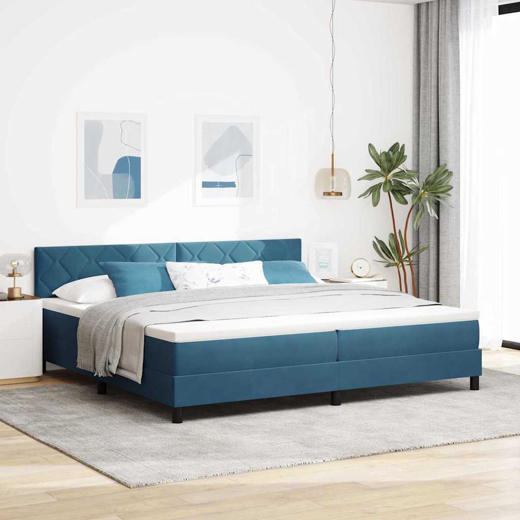Boxspringbed met matras Donkerblauw 200 x 200 cm Fluweel is nu te koop bij PeponiXL, paradijselijk wonen!