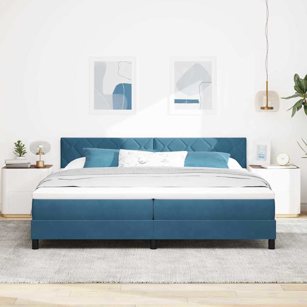 Boxspringbed met matras Donkerblauw 200 x 200 cm Fluweel is nu te koop bij PeponiXL, paradijselijk wonen!