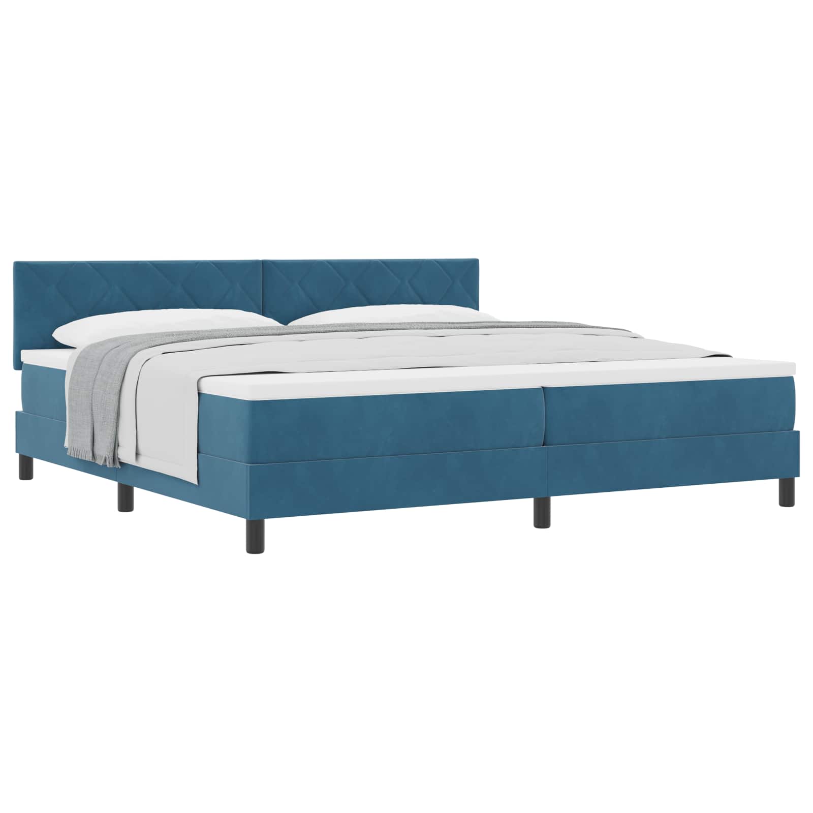 Boxspringbed met matras Donkerblauw 200 x 200 cm Fluweel is nu te koop bij PeponiXL, paradijselijk wonen!