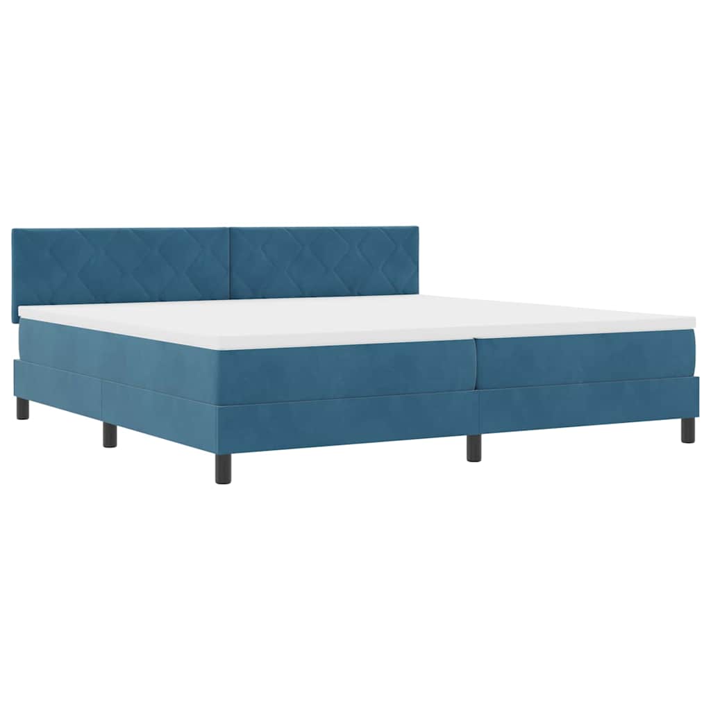 Boxspringbed met matras Donkerblauw 200 x 200 cm Fluweel is nu te koop bij PeponiXL, paradijselijk wonen!