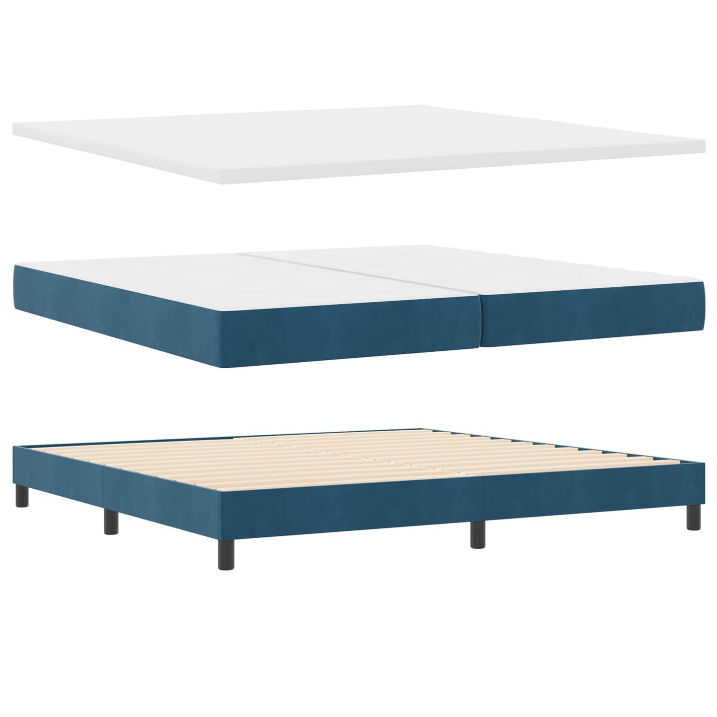 Boxspringbed met matras Donkerblauw 200 x 200 cm Fluweel is nu te koop bij PeponiXL, paradijselijk wonen!