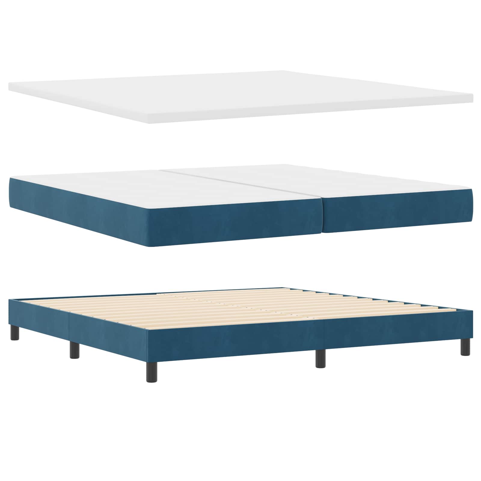 Boxspringbed met matras Donkerblauw 200 x 200 cm Fluweel is nu te koop bij PeponiXL, paradijselijk wonen!