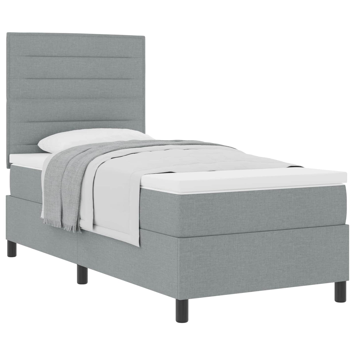 Boxspringbed met matras Lichtgrijs 90 x 190 cm Stof is nu te koop bij PeponiXL, paradijselijk wonen!