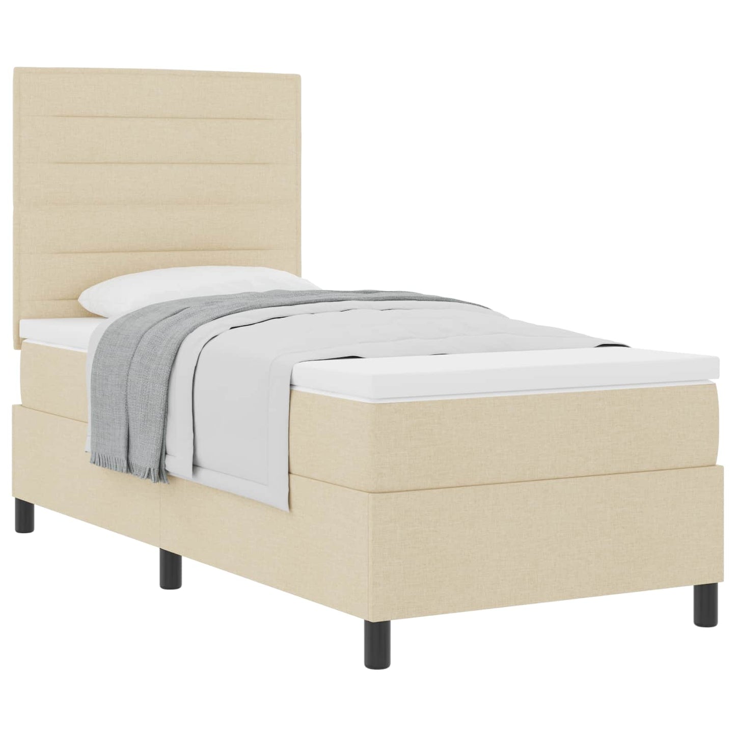 Boxspringbed met matras met hoofdeinde Crème 90 x 200 cm Stof is nu te koop bij PeponiXL, paradijselijk wonen!
