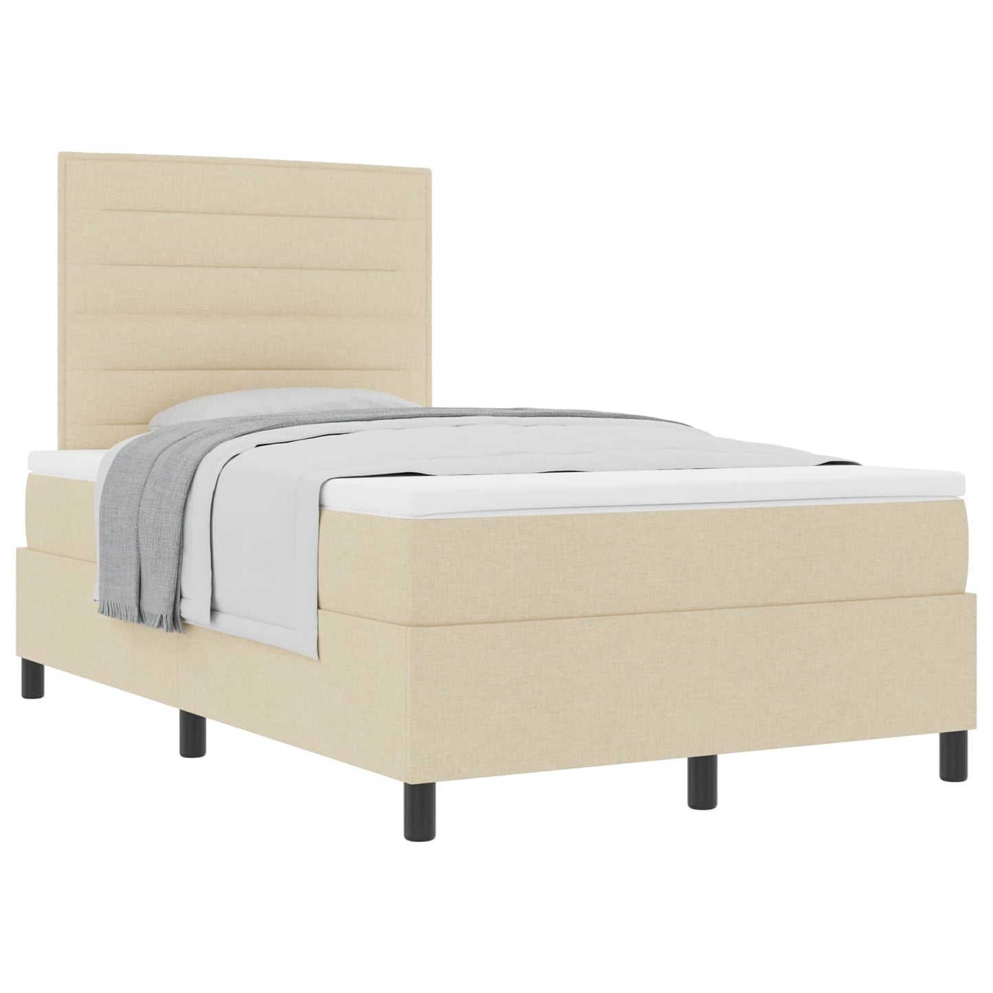 Boxspringbed met matras met hoofdeinde Crème 120 x 190 cm Stof is nu te koop bij PeponiXL, paradijselijk wonen!