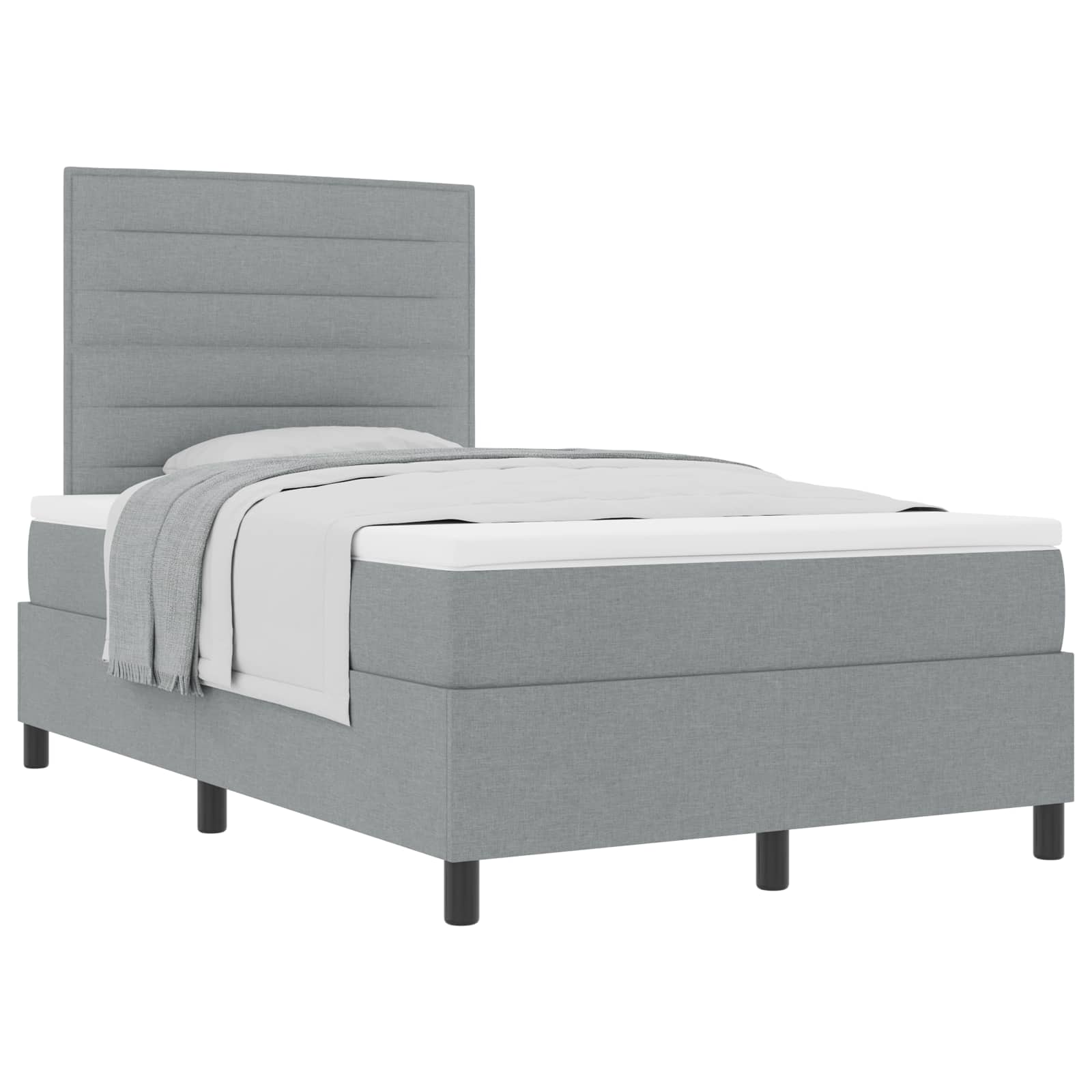 Boxspringbed met matras Lichtgrijs 120 x 200 cm Stof is nu te koop bij PeponiXL, paradijselijk wonen!