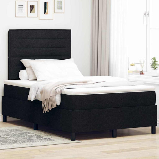Boxspringbed met matras met hoofdeinde Zwart 120 x 200 cm Stof is nu te koop bij PeponiXL, paradijselijk wonen!