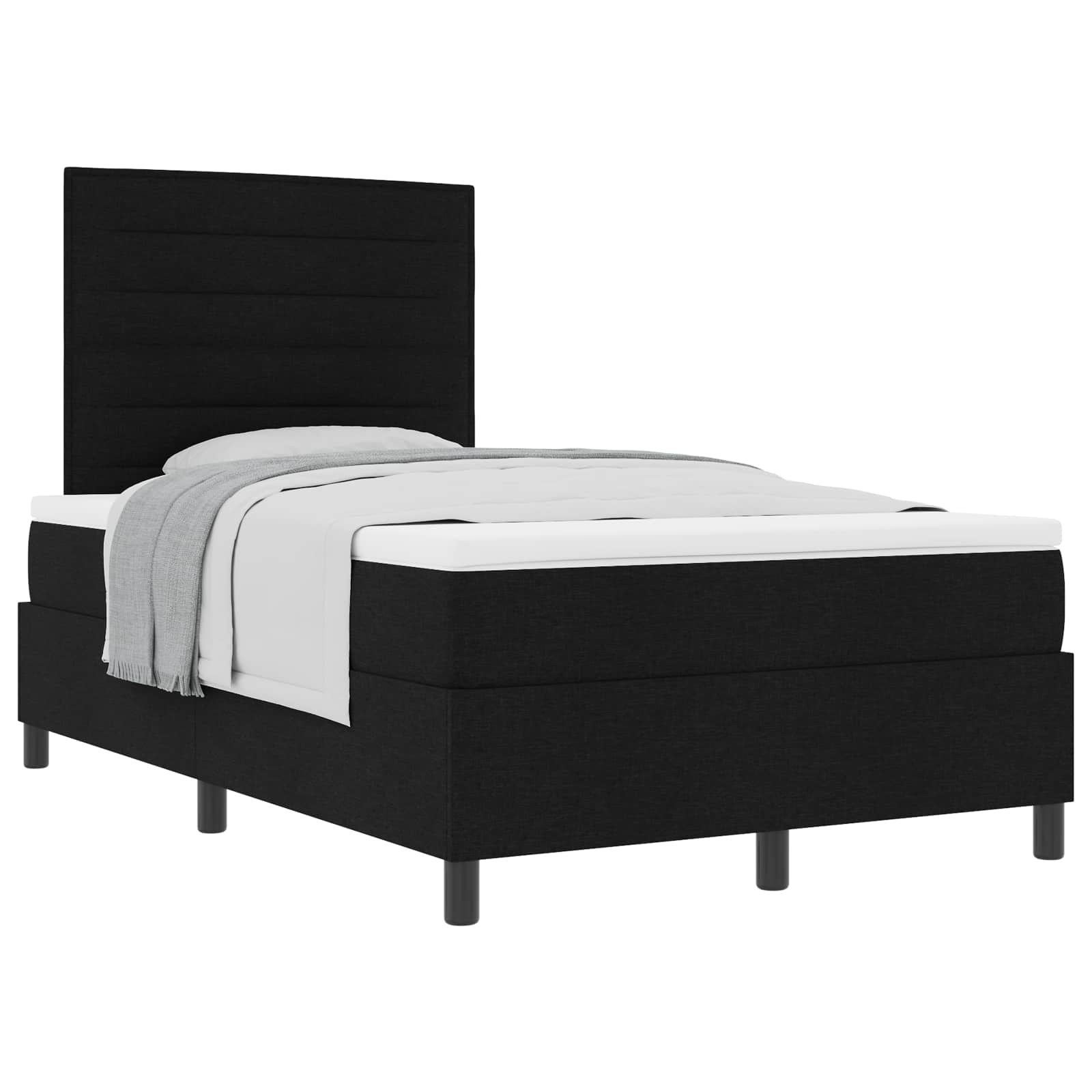 Boxspringbed met matras met hoofdeinde Zwart 120 x 200 cm Stof is nu te koop bij PeponiXL, paradijselijk wonen!