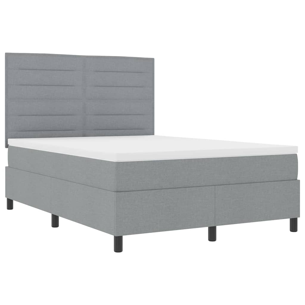 Boxspringbed met matras Lichtgrijs 140 x 190 cm Stof is nu te koop bij PeponiXL, paradijselijk wonen!