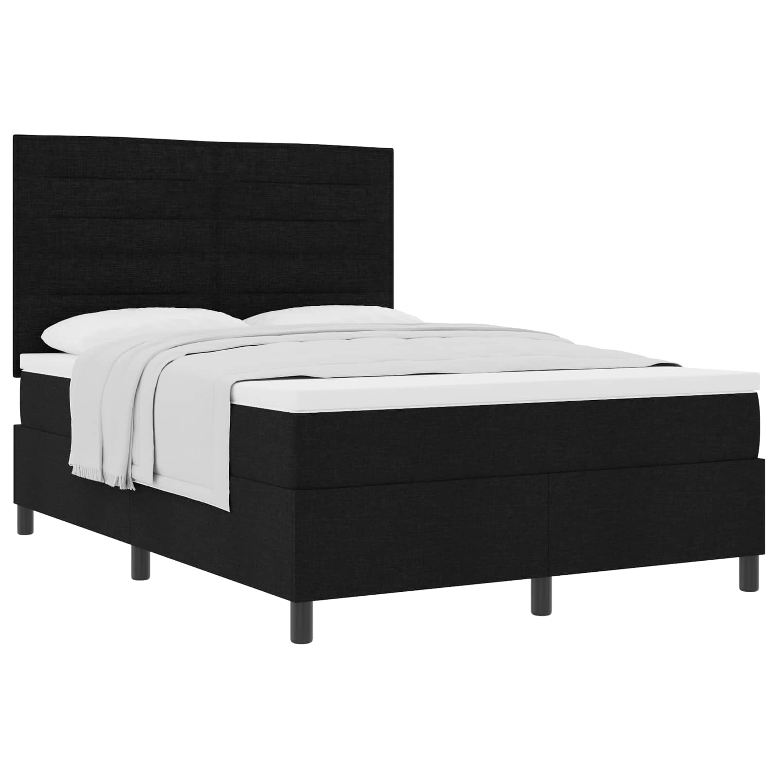 Boxspringbed met matras met hoofdeinde Zwart 140 x 190 cm Stof is nu te koop bij PeponiXL, paradijselijk wonen!