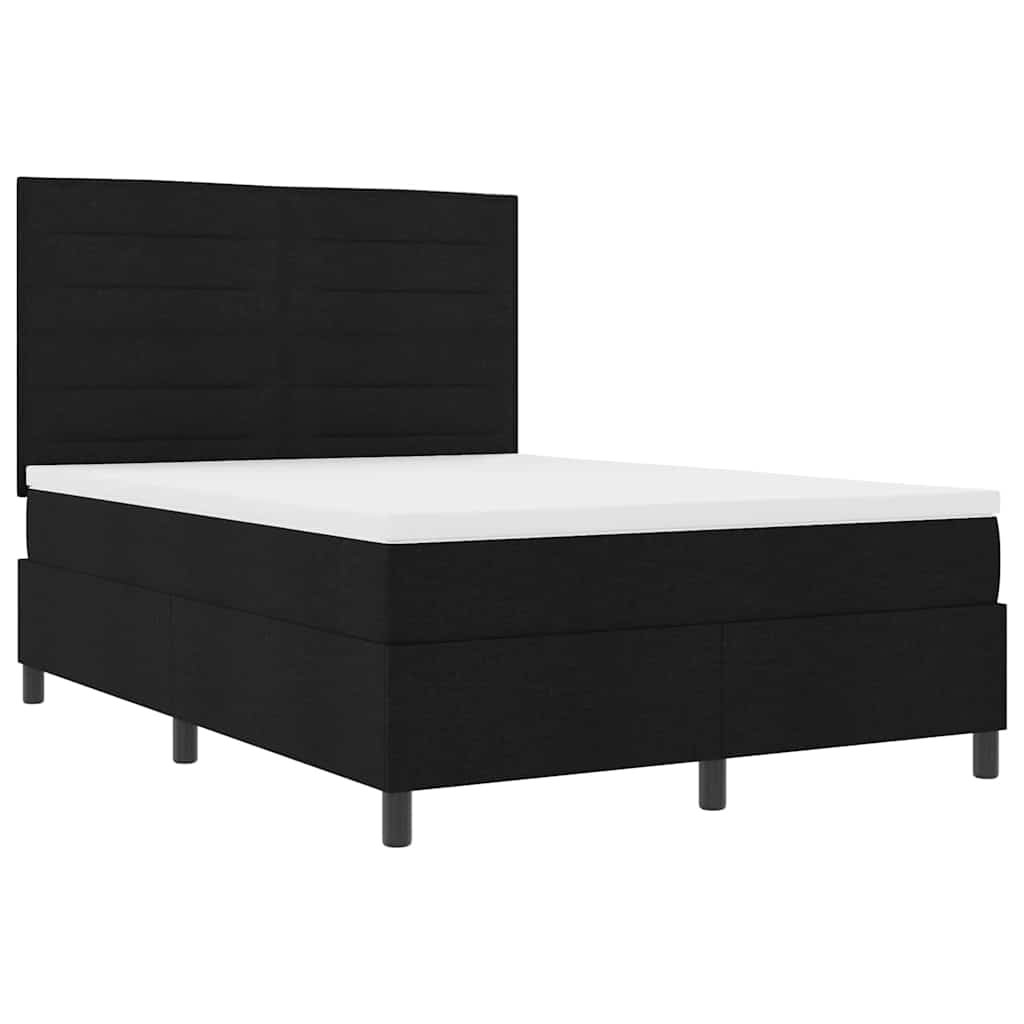 Boxspringbed met matras met hoofdeinde Zwart 140 x 190 cm Stof is nu te koop bij PeponiXL, paradijselijk wonen!