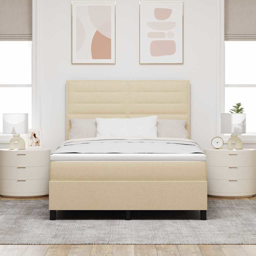 Boxspringbed met matras met hoofdeinde Crème 140 x 190 cm Stof is nu te koop bij PeponiXL, paradijselijk wonen!