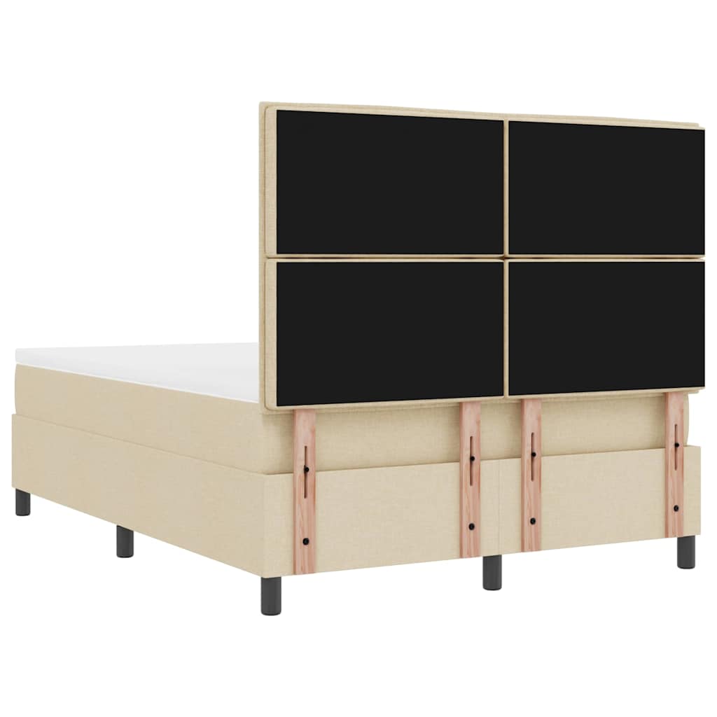 Boxspringbed met matras met hoofdeinde Crème 140 x 190 cm Stof is nu te koop bij PeponiXL, paradijselijk wonen!