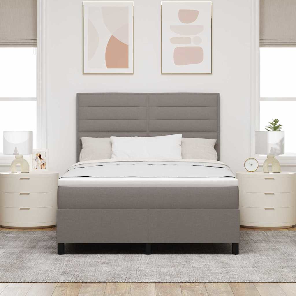 Boxspringbed met matras met hoofdeinde Taupe 140 x 200 cm Stof is nu te koop bij PeponiXL, paradijselijk wonen!