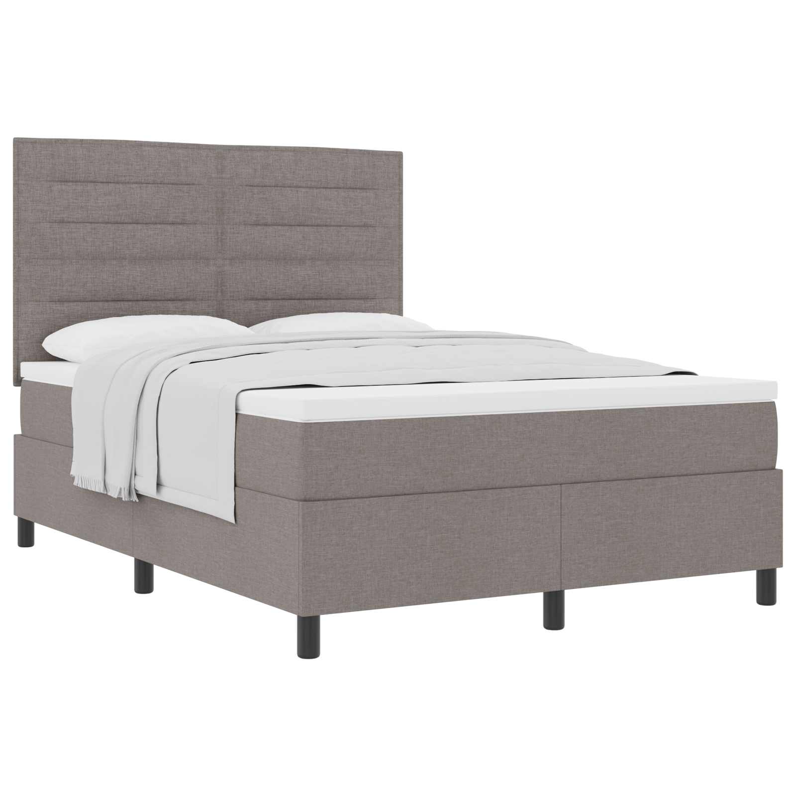 Boxspringbed met matras met hoofdeinde Taupe 140 x 200 cm Stof is nu te koop bij PeponiXL, paradijselijk wonen!