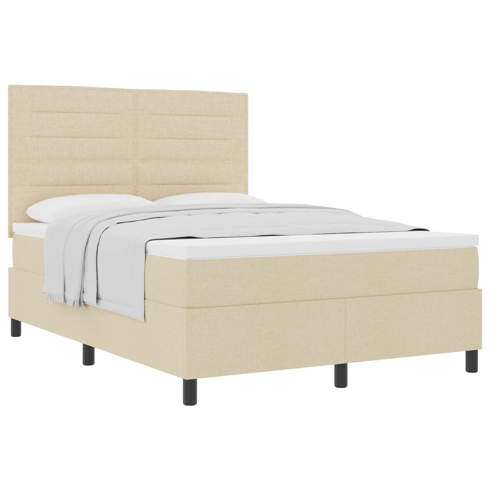 Boxspringbed met matras met hoofdeinde Crème 140 x 200 cm Stof is nu te koop bij PeponiXL, paradijselijk wonen!