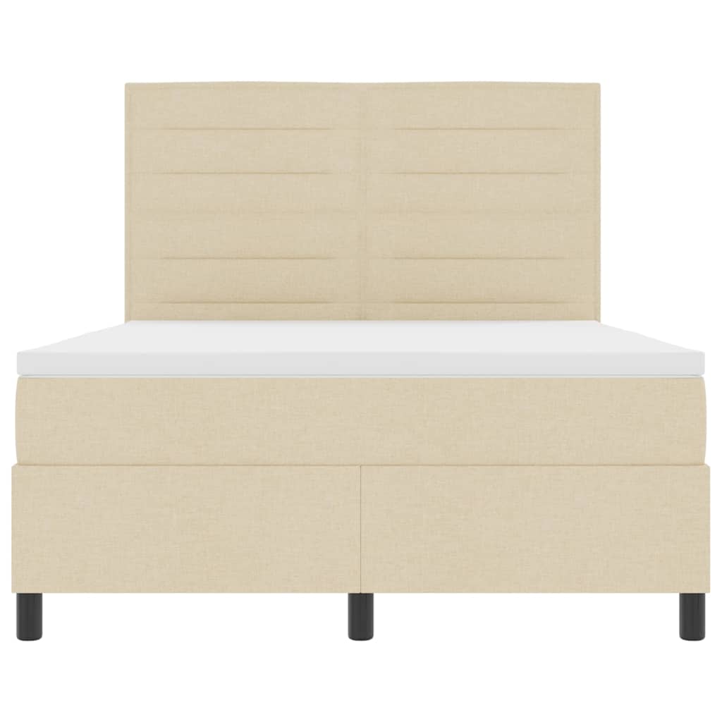 Boxspringbed met matras met hoofdeinde Crème 140 x 200 cm Stof is nu te koop bij PeponiXL, paradijselijk wonen!