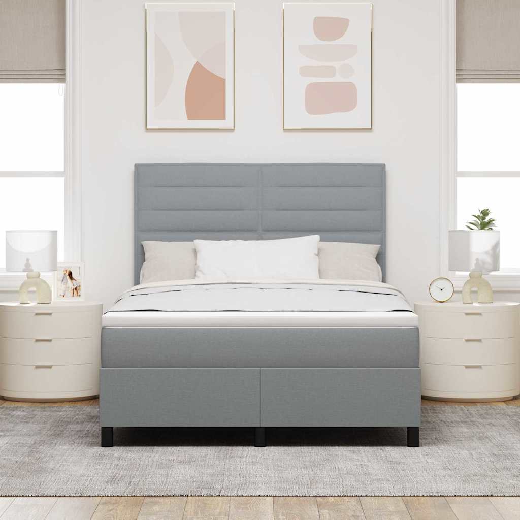 Boxspringbed met matras Lichtgrijs 160 x 200 cm Stof is nu te koop bij PeponiXL, paradijselijk wonen!