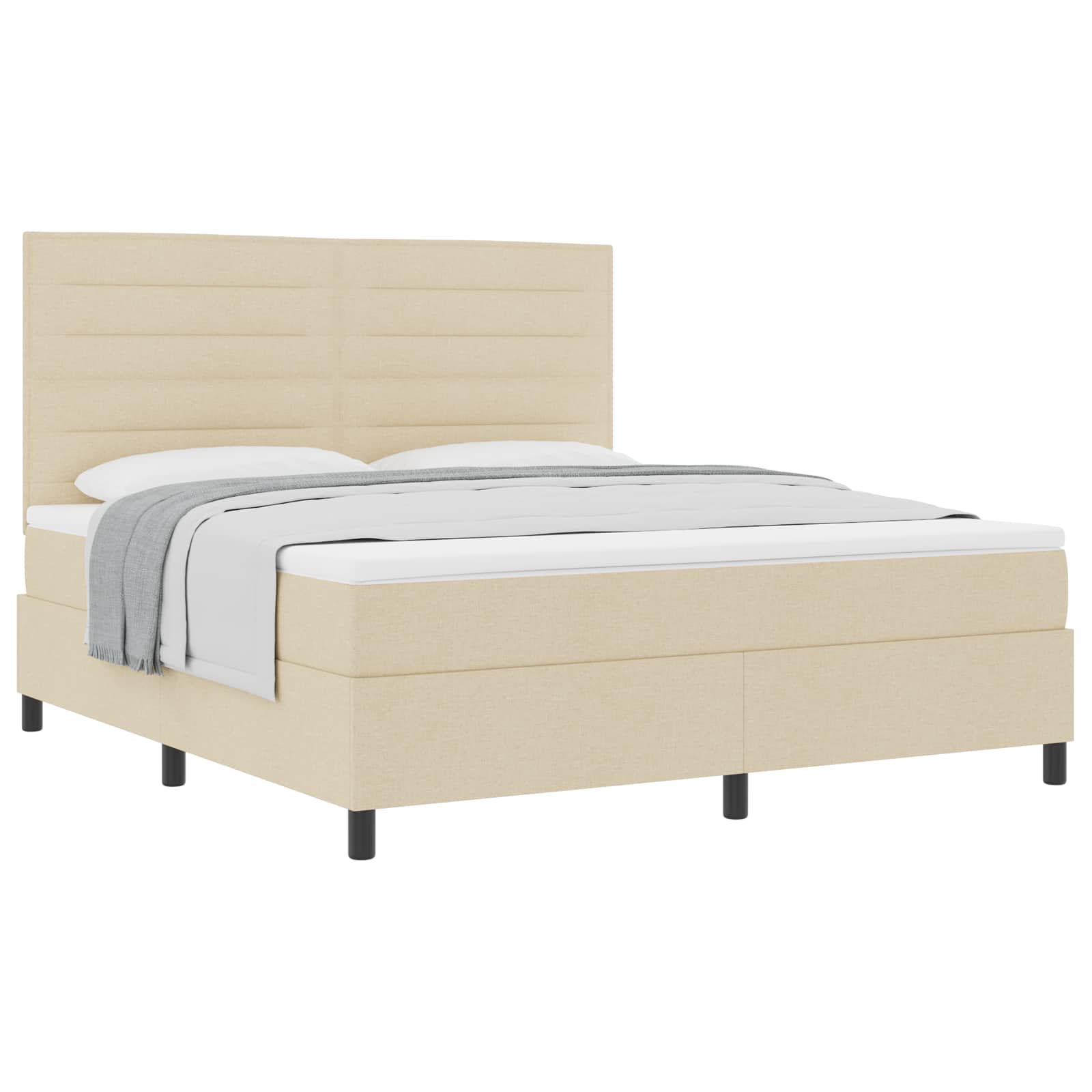 Boxspringbed met matras met hoofdeinde Crème 180 x 200 cm Stof is nu te koop bij PeponiXL, paradijselijk wonen!