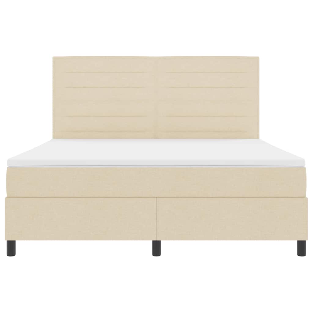 Boxspringbed met matras met hoofdeinde Crème 180 x 200 cm Stof is nu te koop bij PeponiXL, paradijselijk wonen!