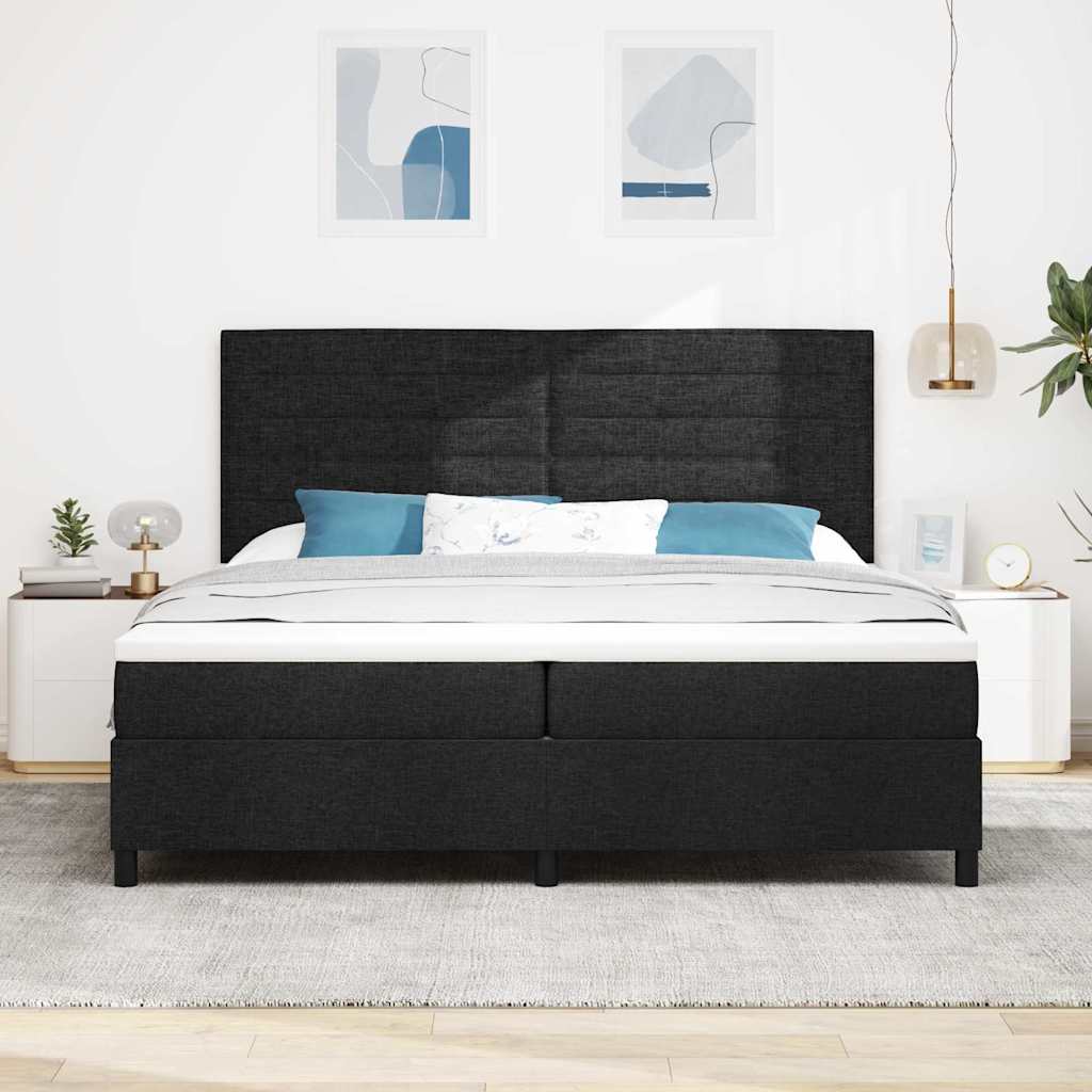 Boxspringbed met matras met hoofdeinde Zwart 200 x 200 cm Stof is nu te koop bij PeponiXL, paradijselijk wonen!