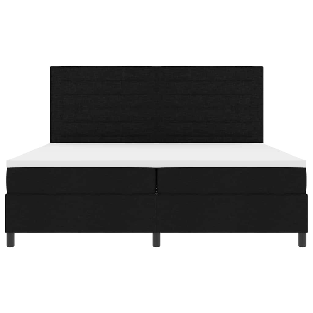 Boxspringbed met matras met hoofdeinde Zwart 200 x 200 cm Stof is nu te koop bij PeponiXL, paradijselijk wonen!