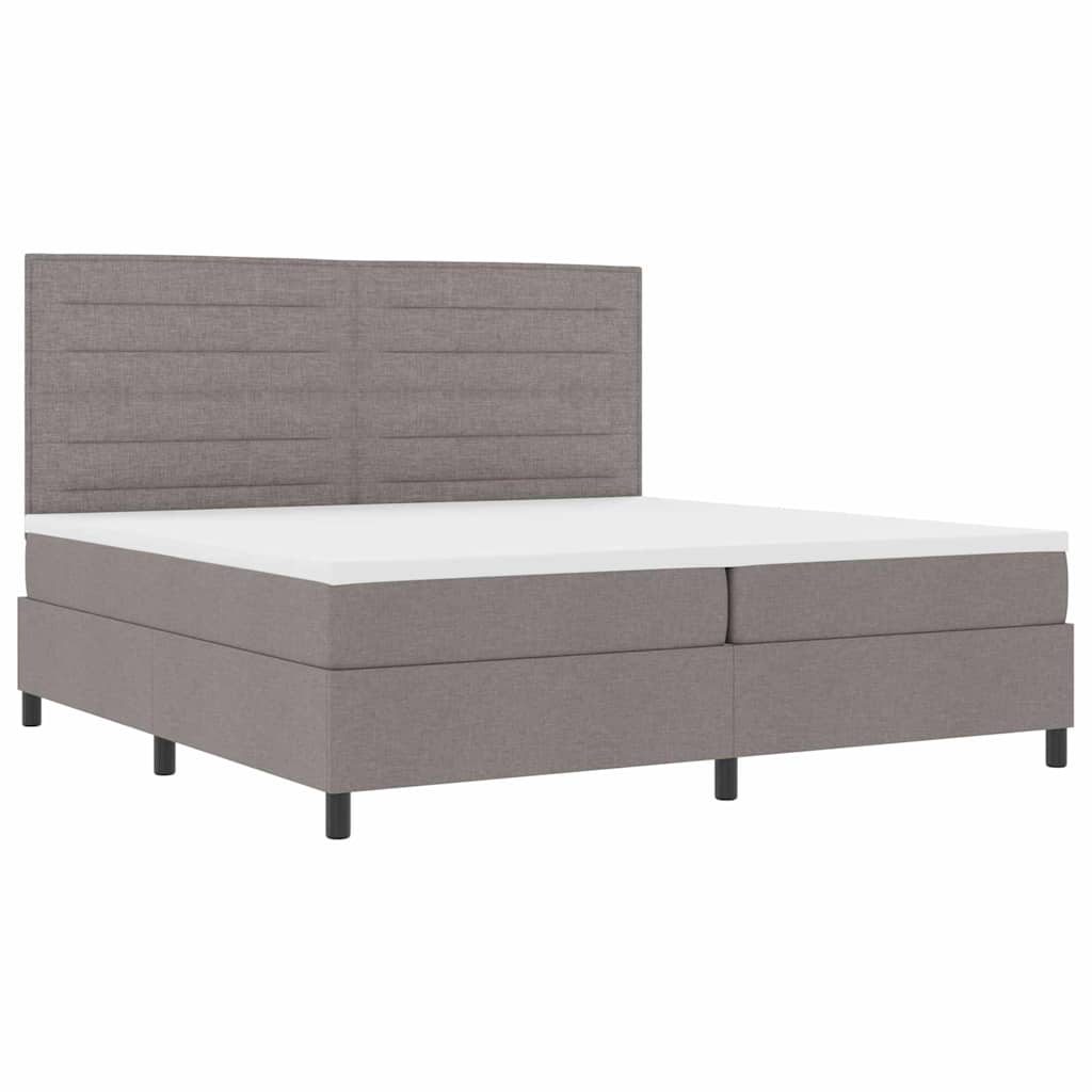 Boxspringbed met matras met hoofdeinde Taupe 200 x 200 cm Stof is nu te koop bij PeponiXL, paradijselijk wonen!