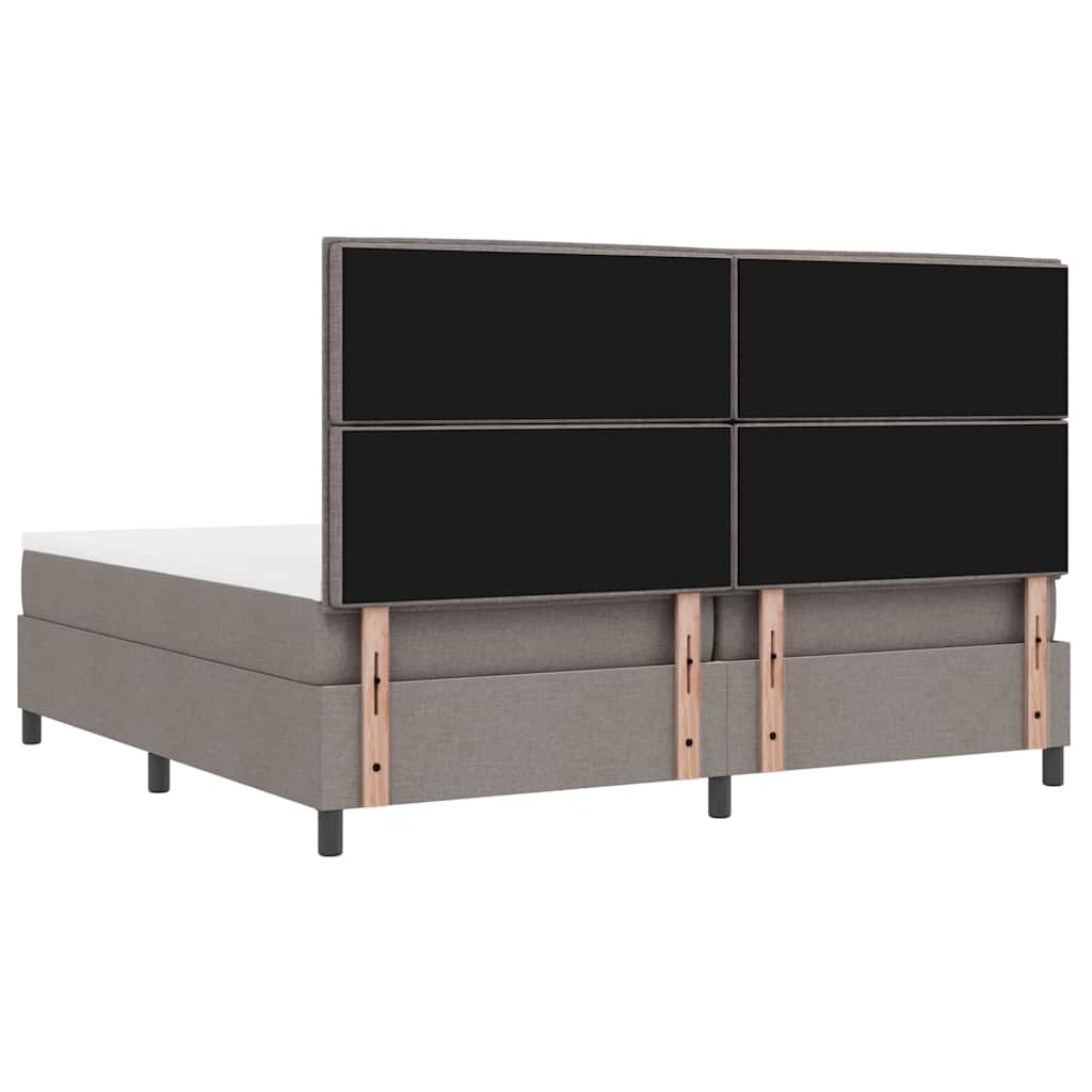 Boxspringbed met matras met hoofdeinde Taupe 200 x 200 cm Stof is nu te koop bij PeponiXL, paradijselijk wonen!
