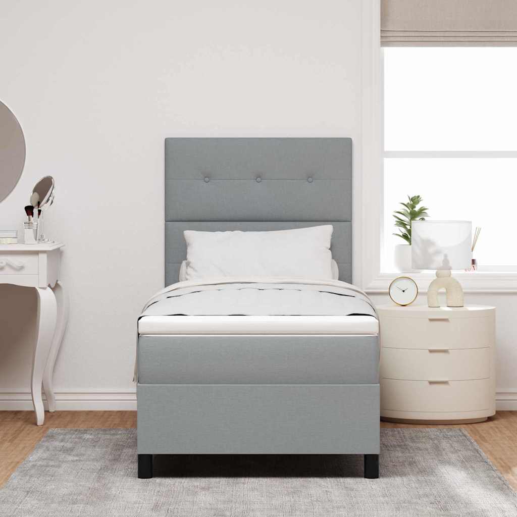 Boxspringbed met matras Lichtgrijs 90 x 190 cm Stof is nu te koop bij PeponiXL, paradijselijk wonen!
