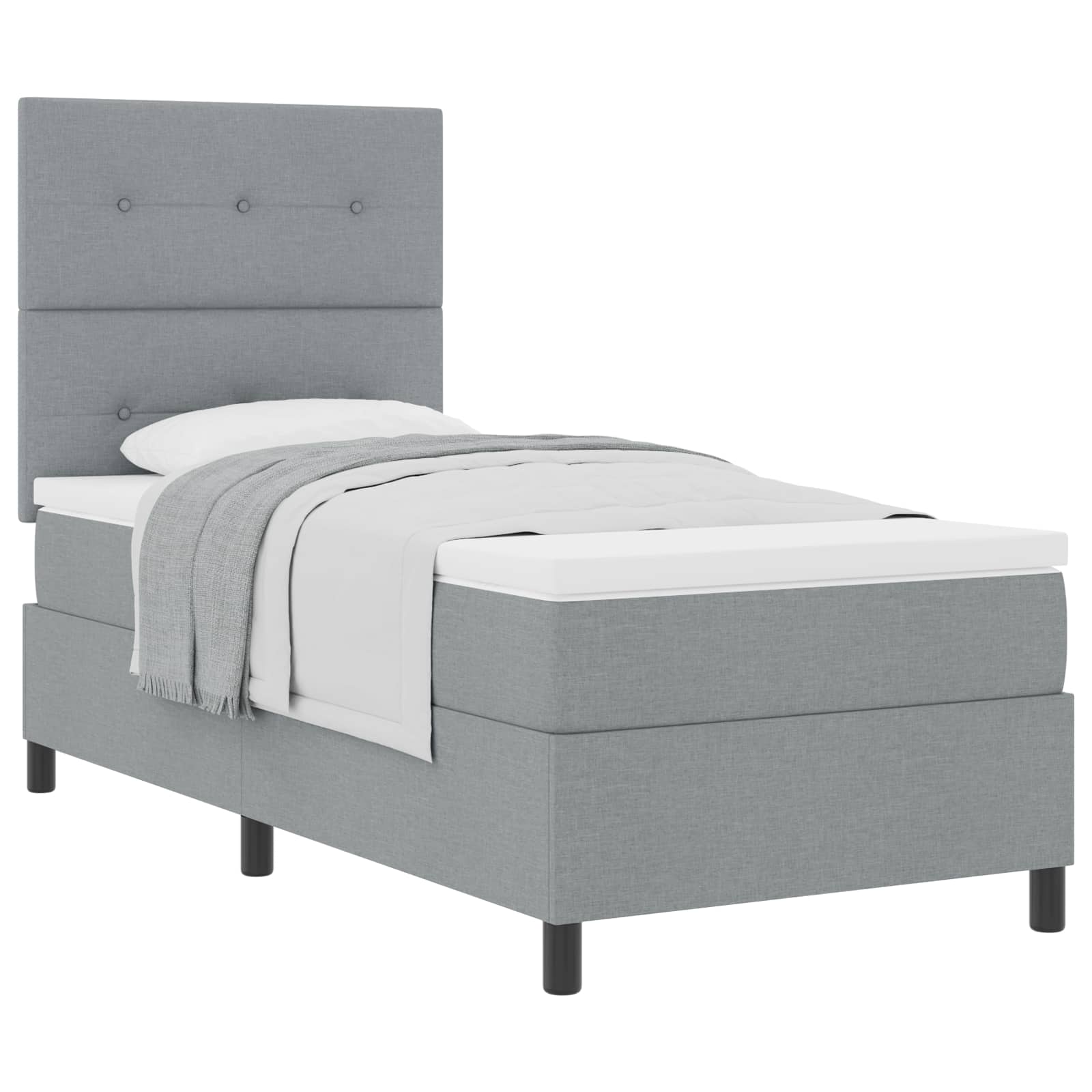 Boxspringbed met matras Lichtgrijs 90 x 190 cm Stof is nu te koop bij PeponiXL, paradijselijk wonen!