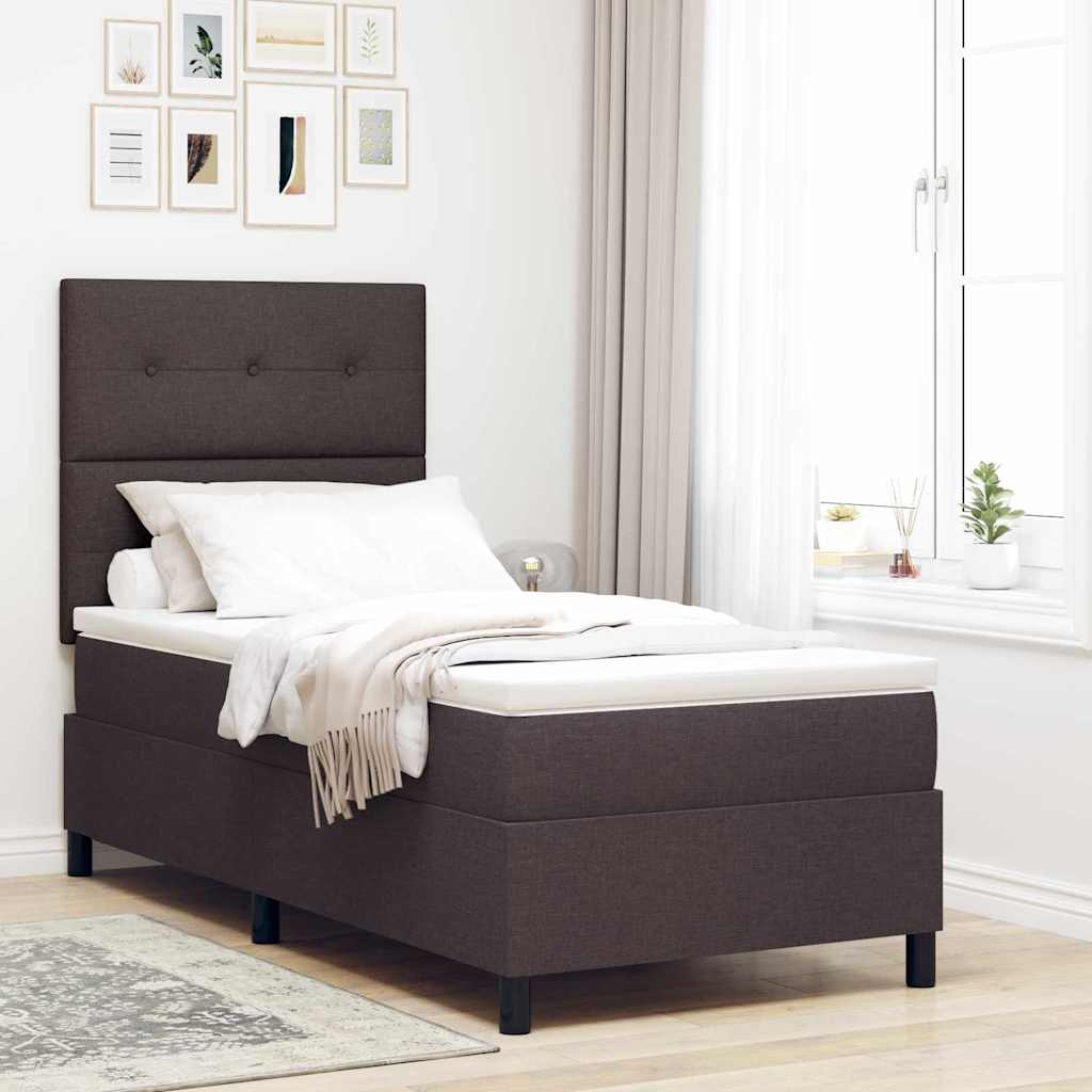 Boxspringbed met matras Donkerbruin 90 x 190 cm Stof is nu te koop bij PeponiXL, paradijselijk wonen!