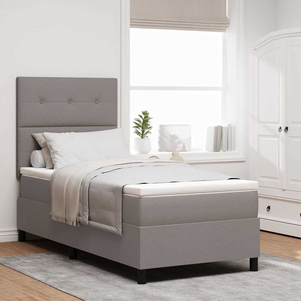 Boxspringbed met matras met hoofdeinde Taupe 90 x 190 cm Stof is nu te koop bij PeponiXL, paradijselijk wonen!