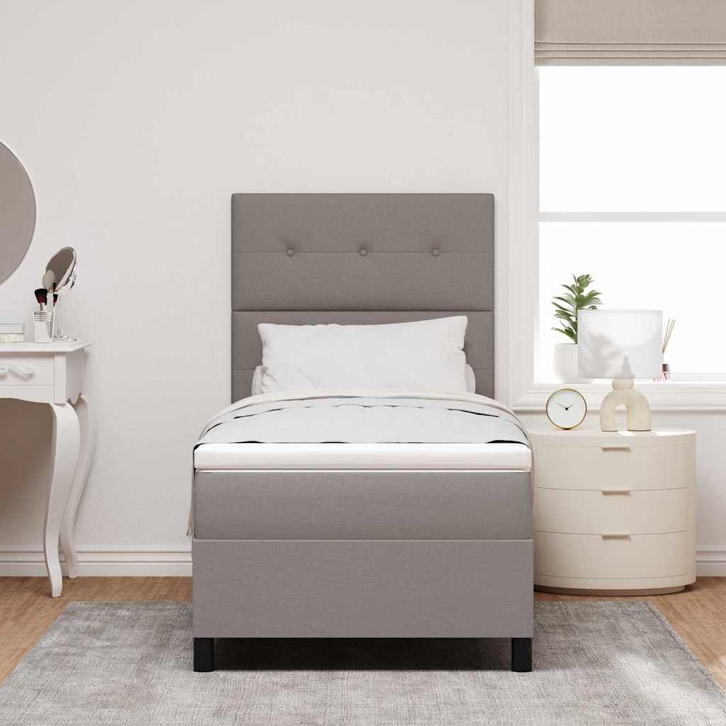 Boxspringbed met matras met hoofdeinde Taupe 90 x 190 cm Stof is nu te koop bij PeponiXL, paradijselijk wonen!