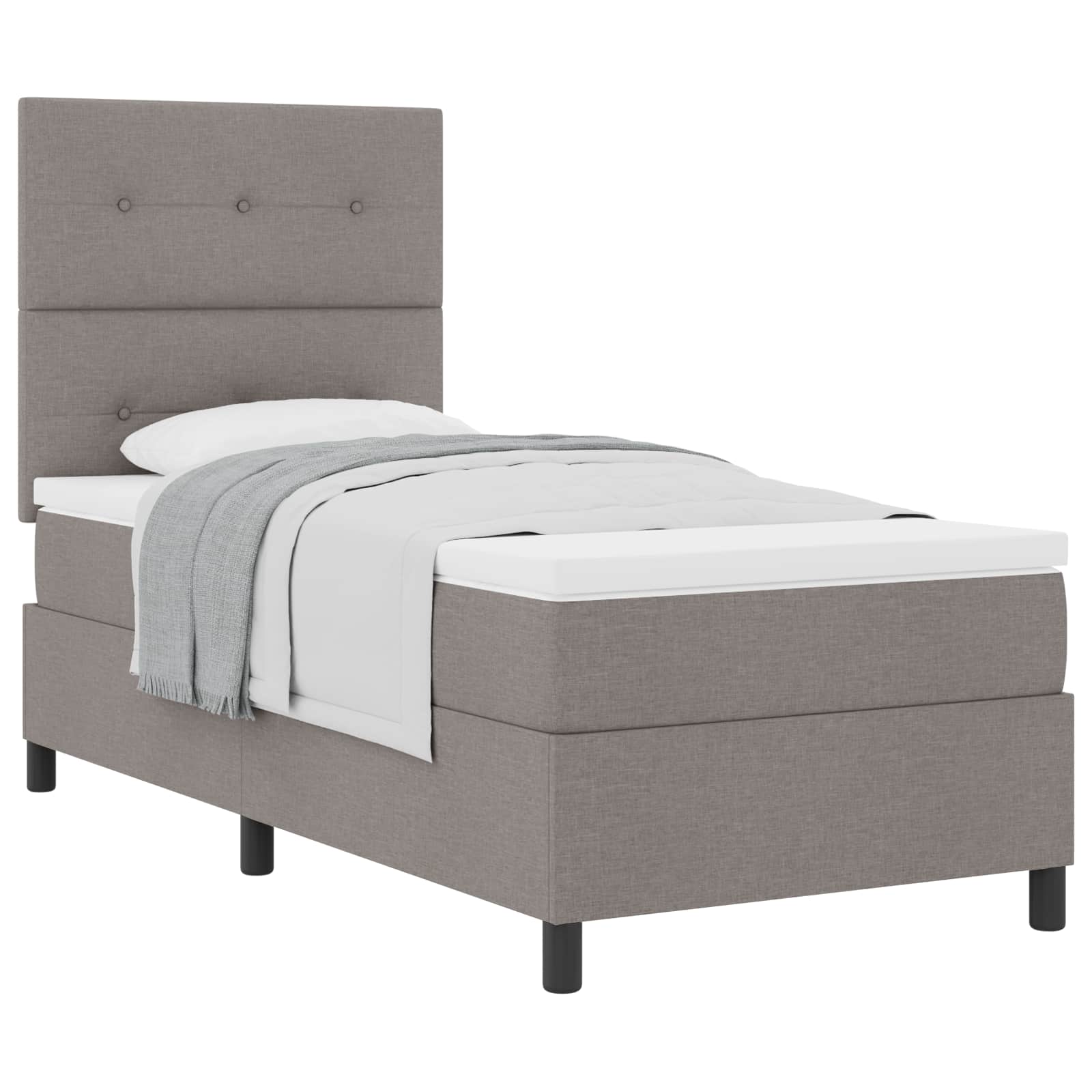Boxspringbed met matras met hoofdeinde Taupe 90 x 190 cm Stof is nu te koop bij PeponiXL, paradijselijk wonen!