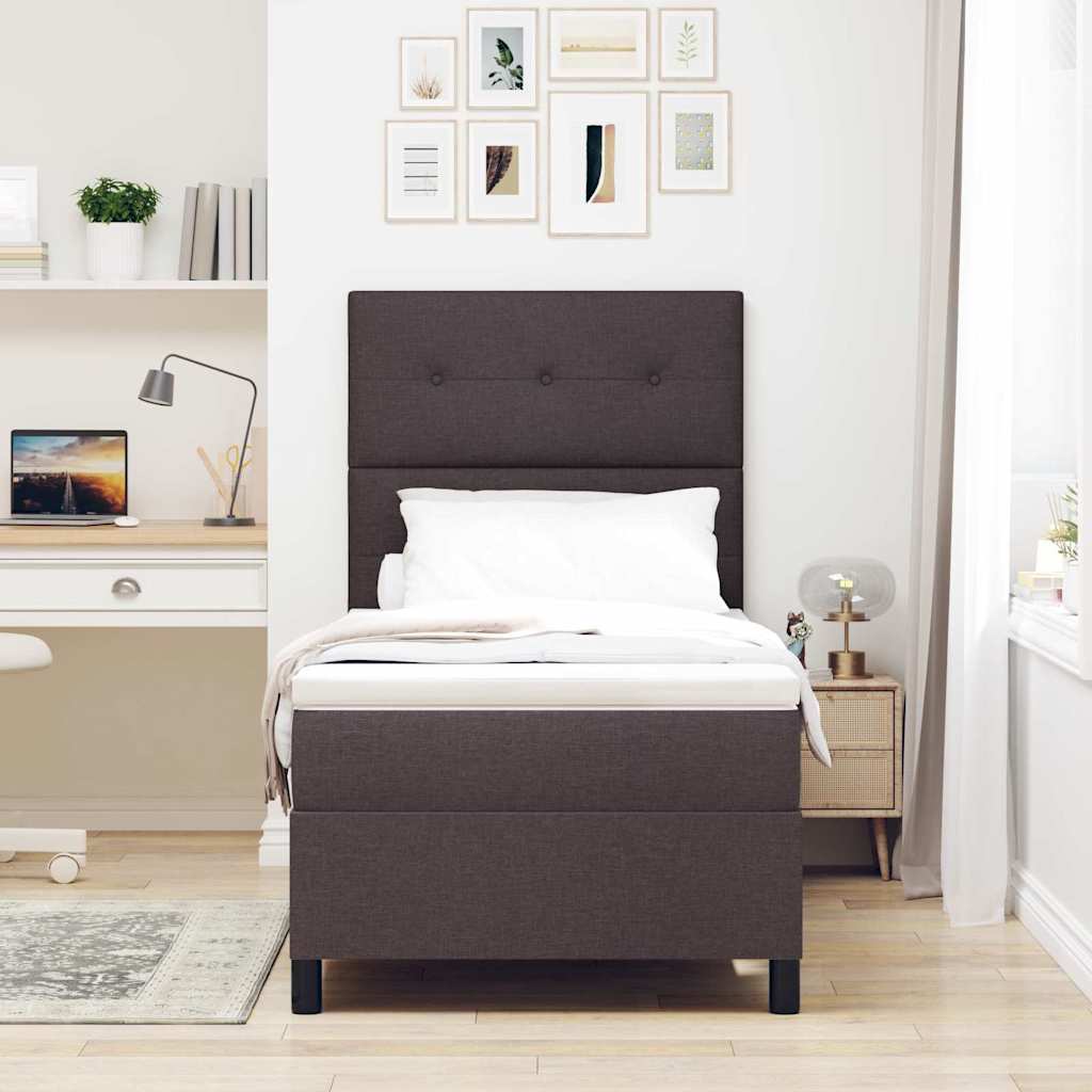 Boxspringbed met matras Donkerbruin 90 x 200 cm Stof is nu te koop bij PeponiXL, paradijselijk wonen!