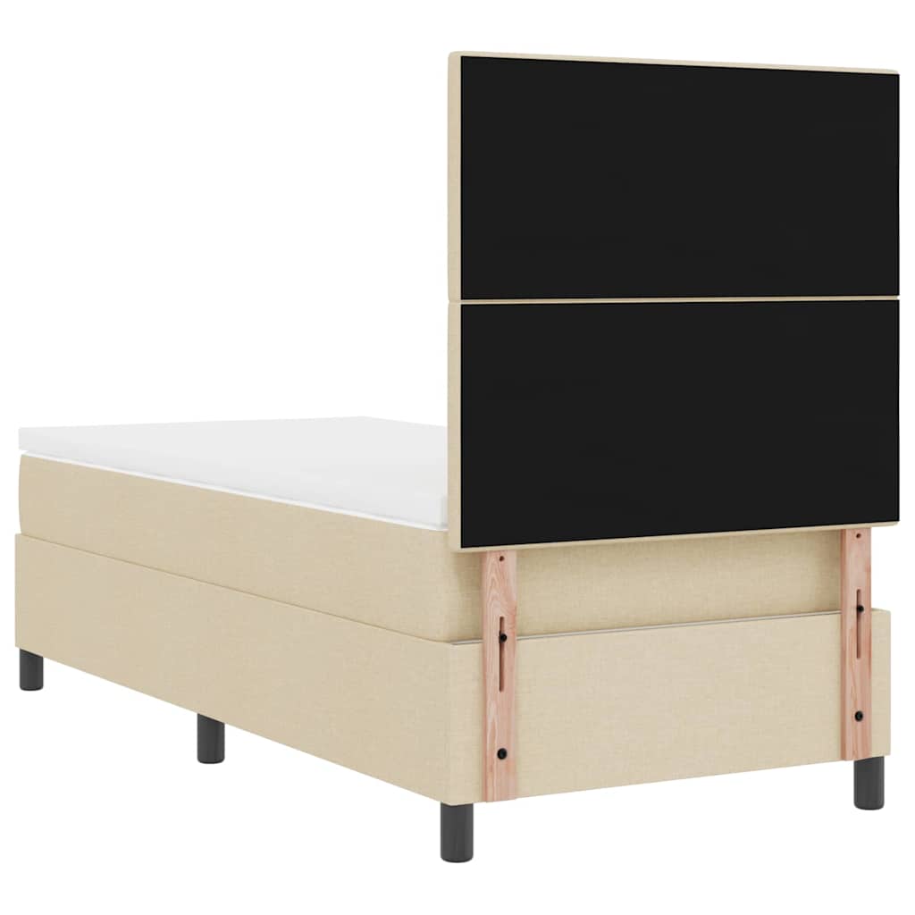 Boxspringbed met matras met hoofdeinde Crème 90 x 200 cm Stof is nu te koop bij PeponiXL, paradijselijk wonen!