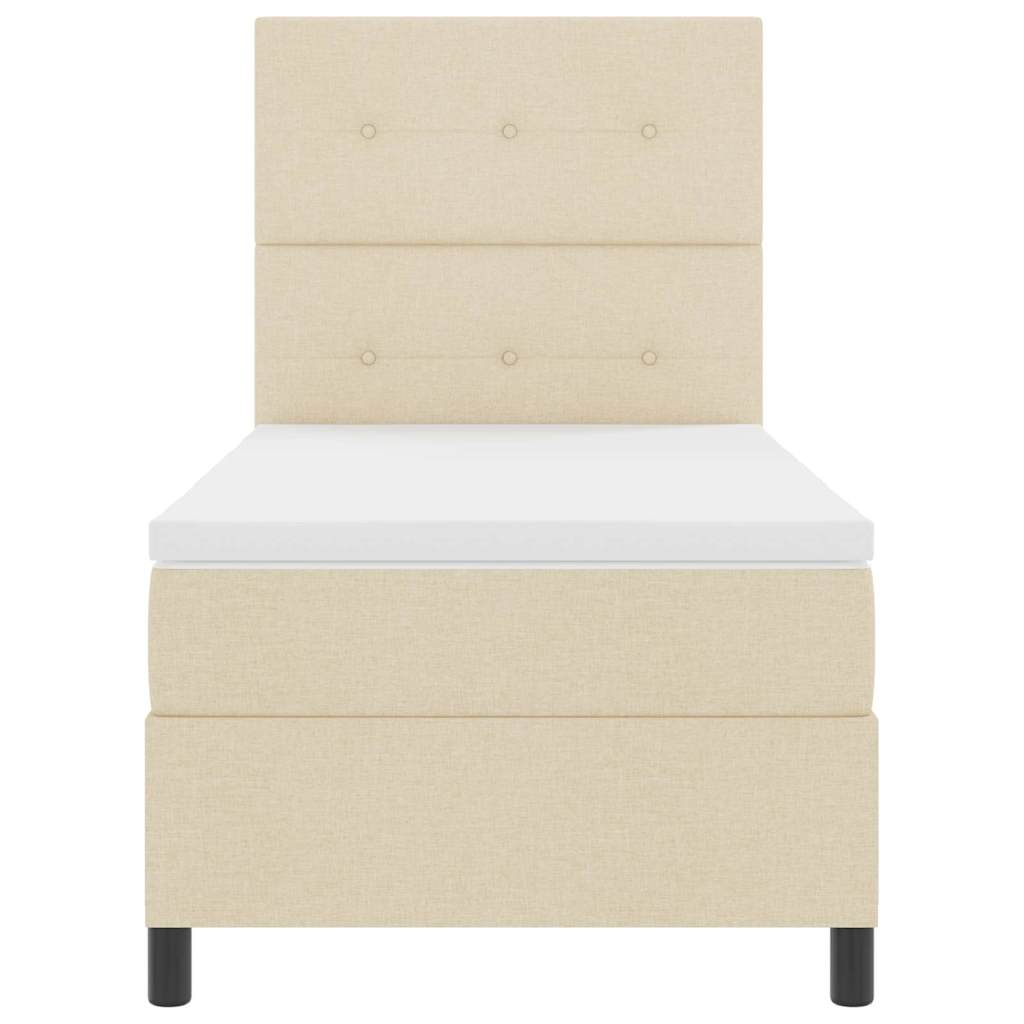 Boxspringbed met matras met hoofdeinde Crème 90 x 200 cm Stof is nu te koop bij PeponiXL, paradijselijk wonen!