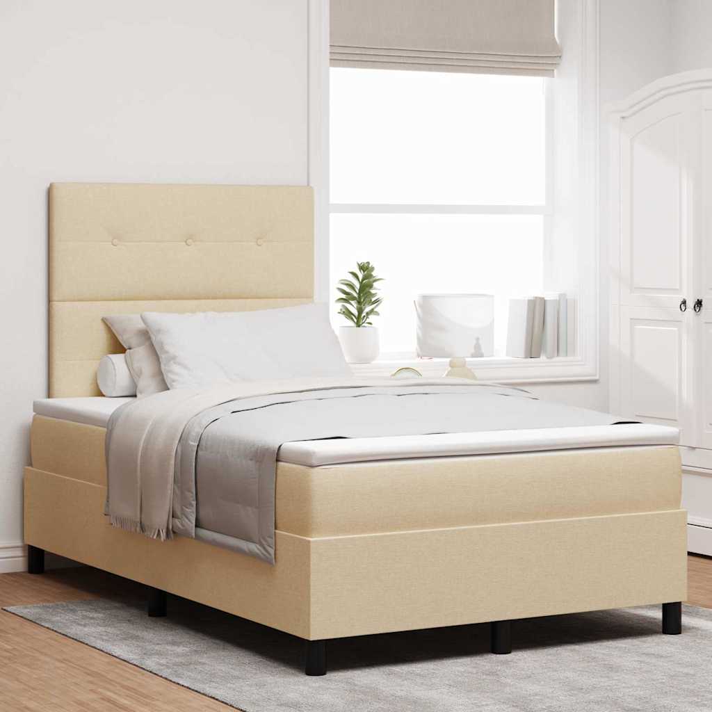 Boxspringbed met matras met hoofdeinde Crème 120 x 190 cm Stof is nu te koop bij PeponiXL, paradijselijk wonen!