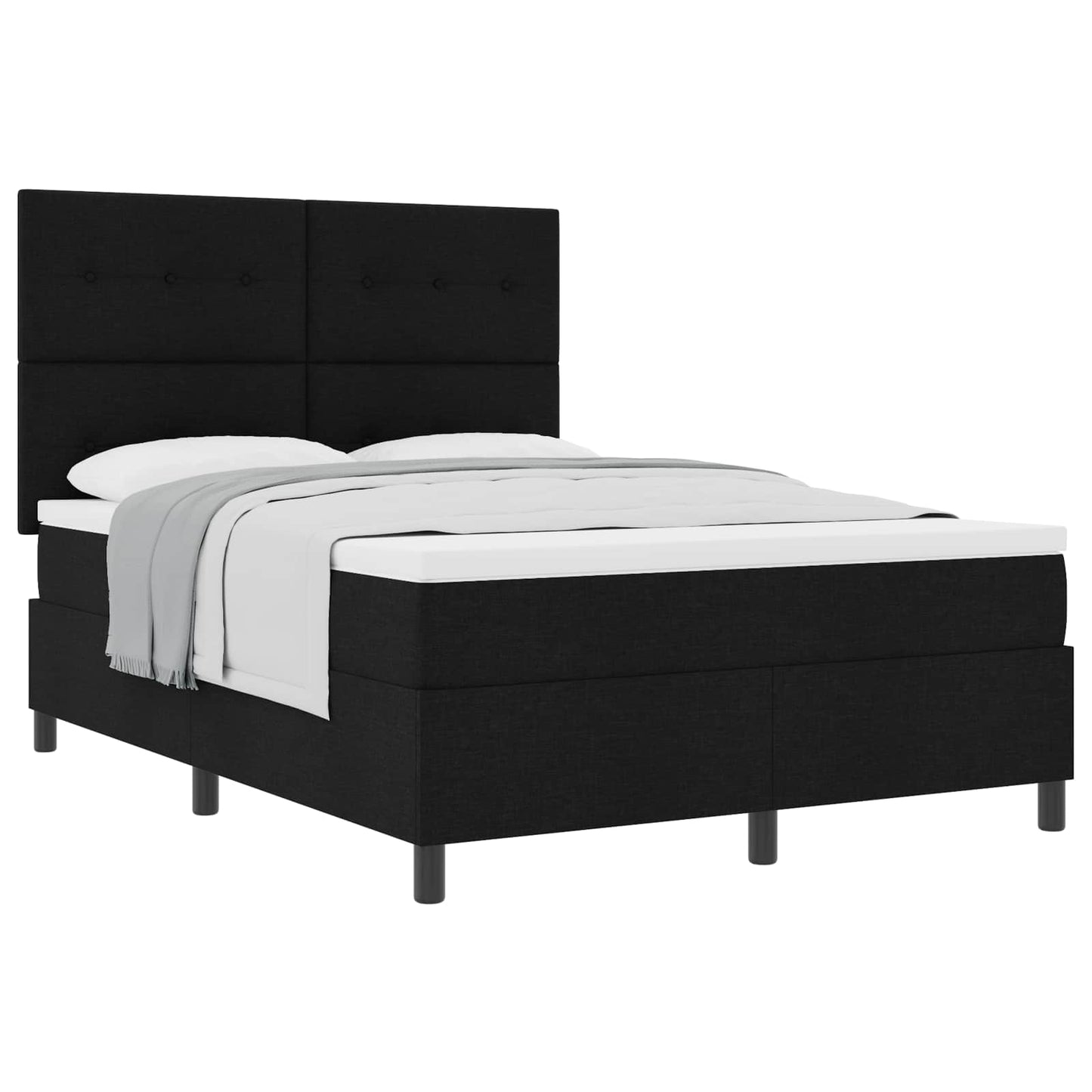 Boxspringbed met matras met hoofdeinde Zwart 140 x 190 cm Stof is nu te koop bij PeponiXL, paradijselijk wonen!