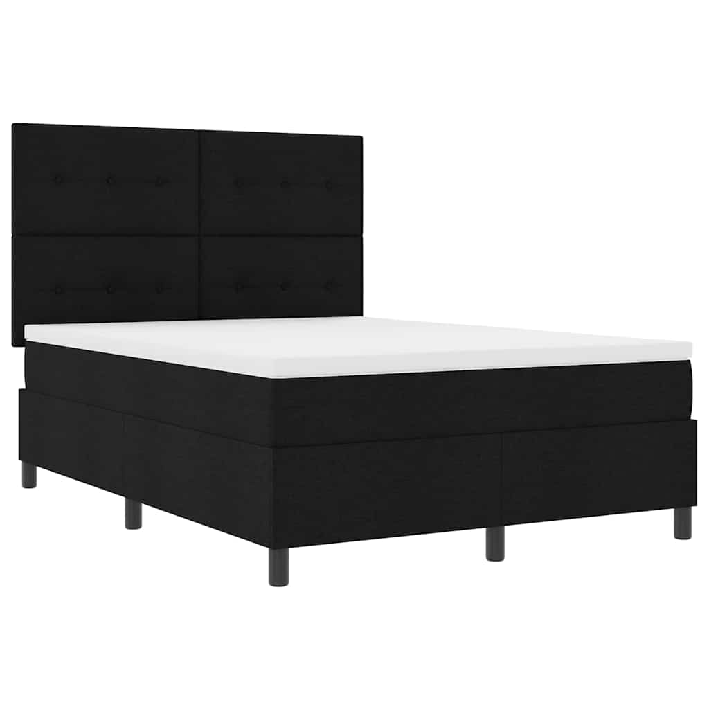Boxspringbed met matras met hoofdeinde Zwart 140 x 190 cm Stof is nu te koop bij PeponiXL, paradijselijk wonen!