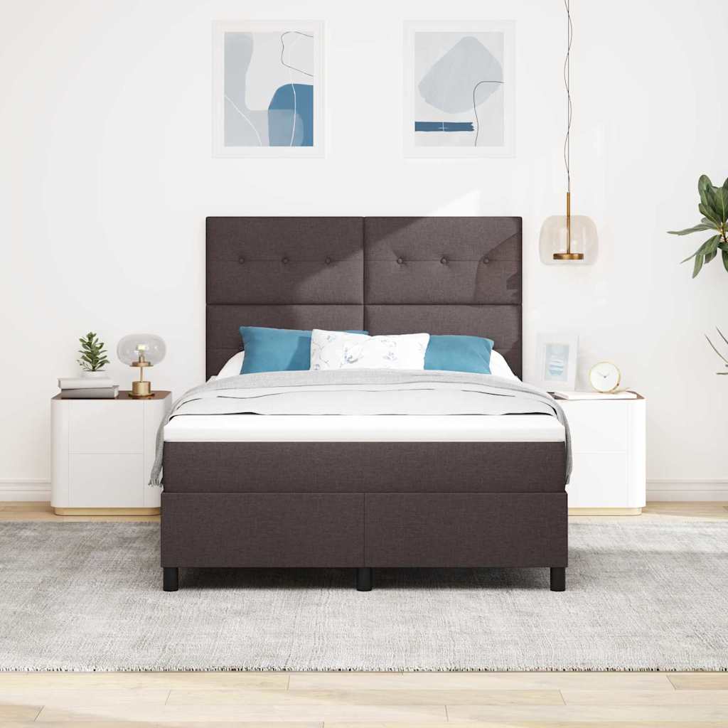 Boxspringbed met matras Donkerbruin 140 x 190 cm Stof is nu te koop bij PeponiXL, paradijselijk wonen!