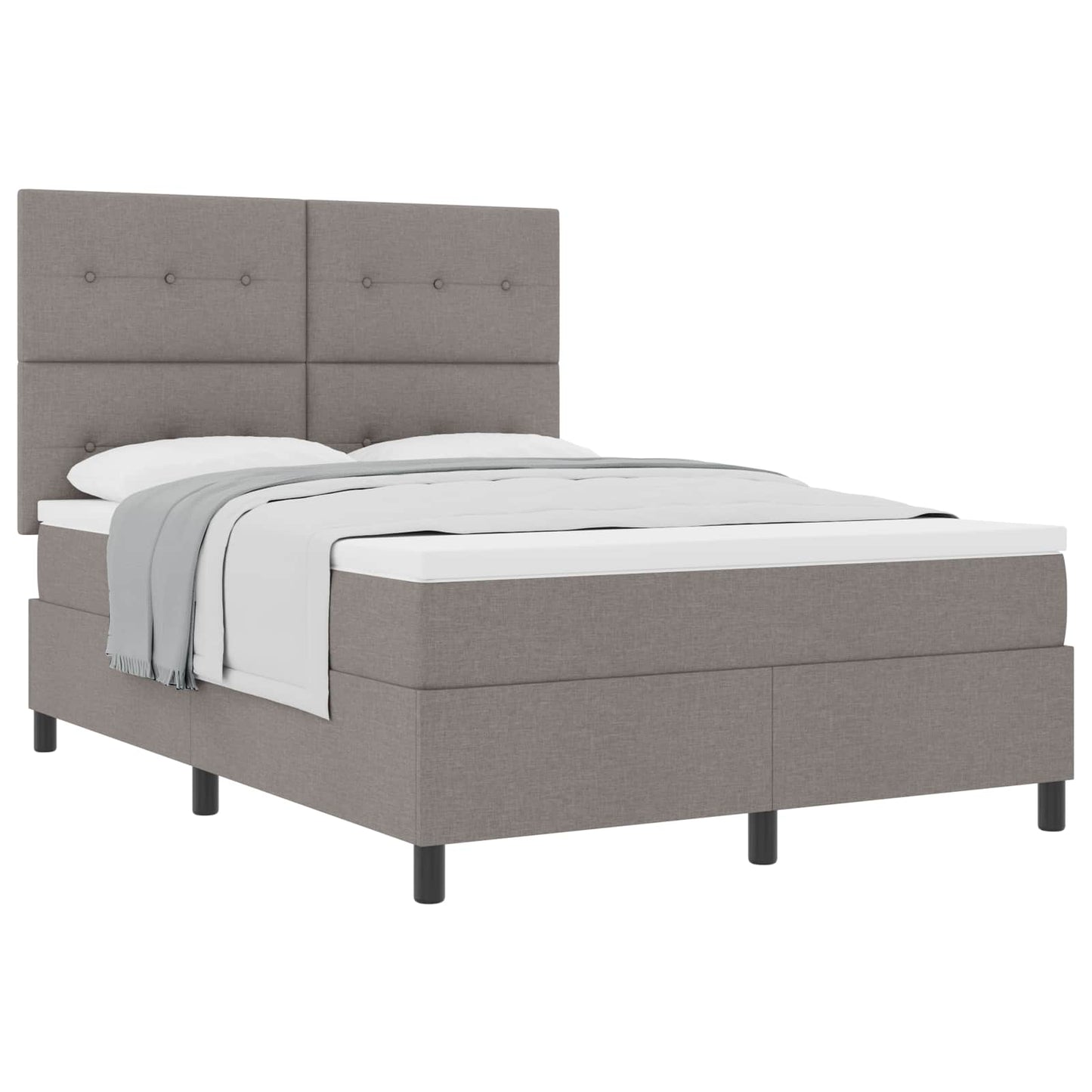 Boxspringbed met matras met hoofdeinde Taupe 140 x 190 cm Stof is nu te koop bij PeponiXL, paradijselijk wonen!
