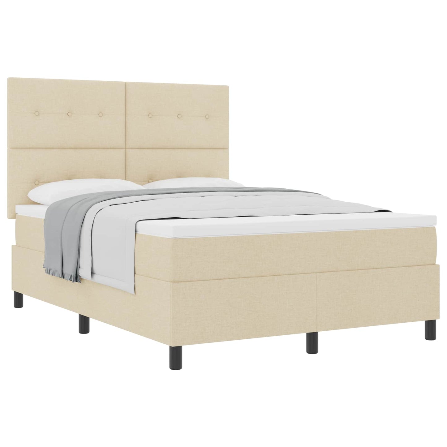 Boxspringbed met matras met hoofdeinde Crème 140 x 190 cm Stof is nu te koop bij PeponiXL, paradijselijk wonen!