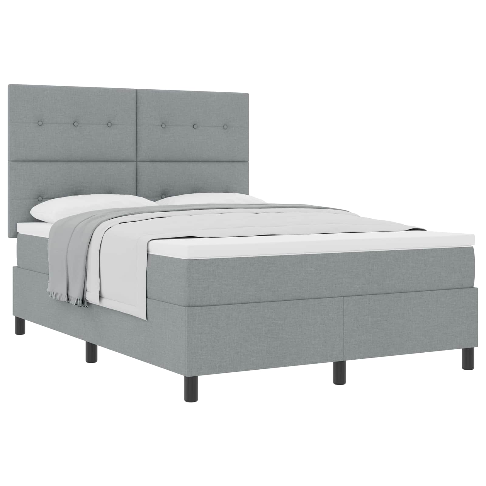 Boxspringbed met matras Lichtgrijs 160 x 200 cm Stof is nu te koop bij PeponiXL, paradijselijk wonen!