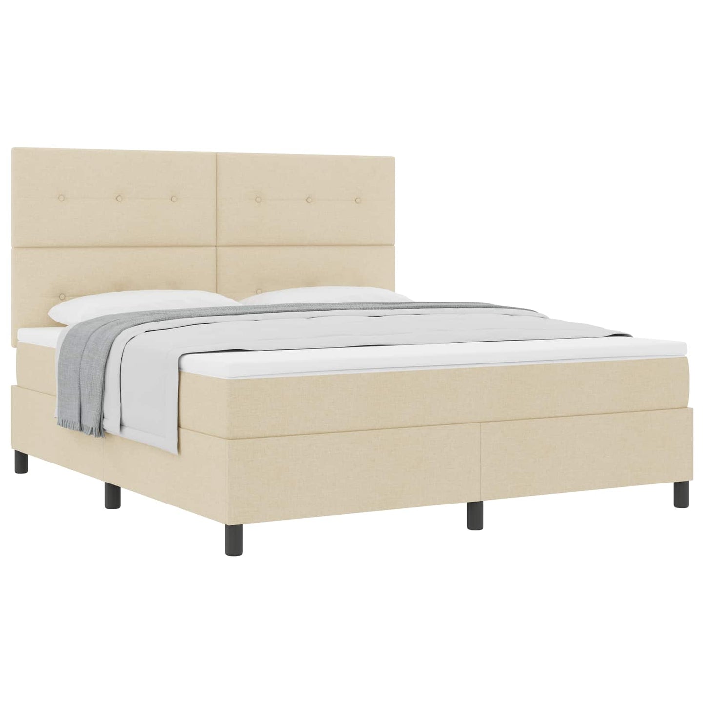 Boxspringbed met matras met hoofdeinde Crème 180 x 200 cm Stof is nu te koop bij PeponiXL, paradijselijk wonen!
