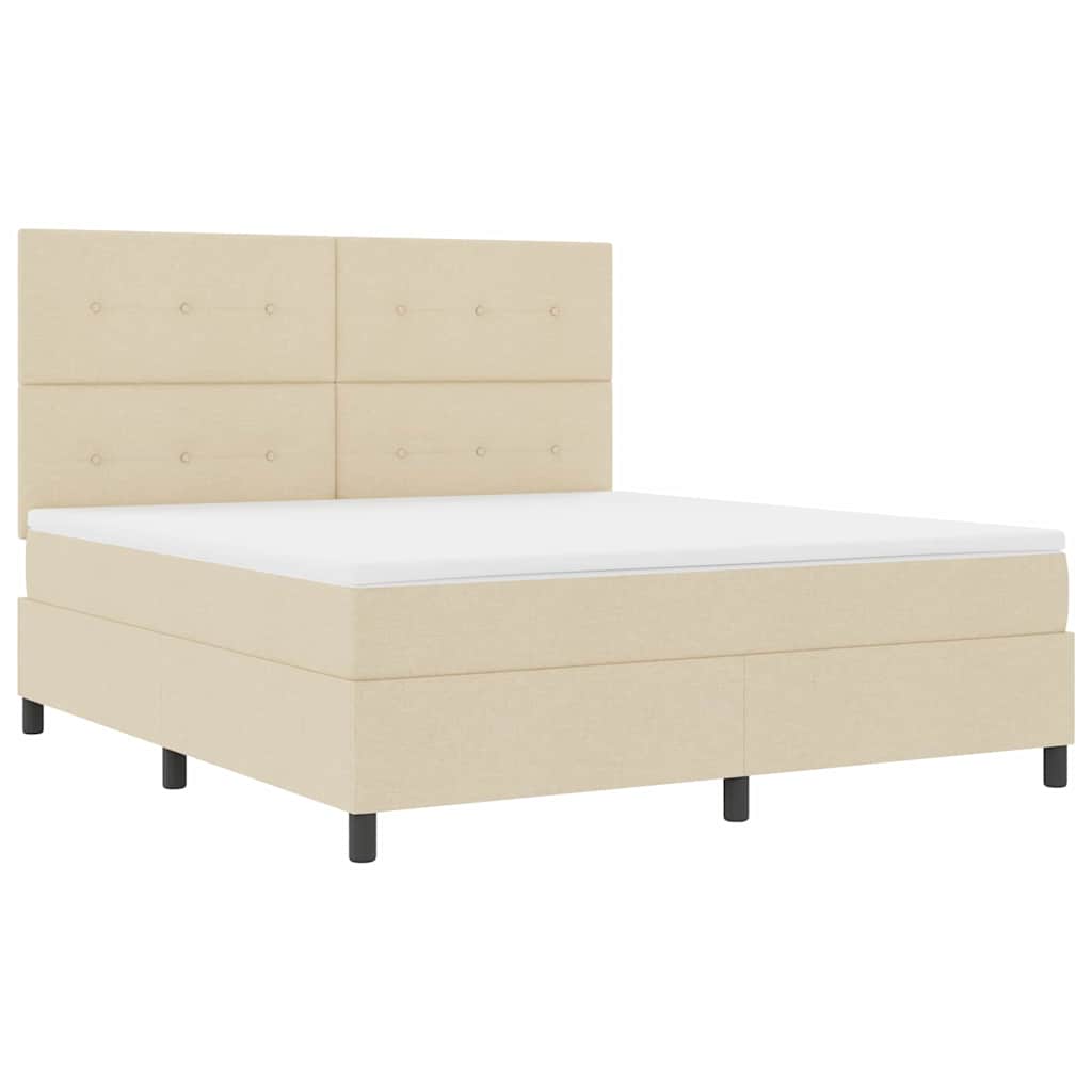 Boxspringbed met matras met hoofdeinde Crème 180 x 200 cm Stof is nu te koop bij PeponiXL, paradijselijk wonen!