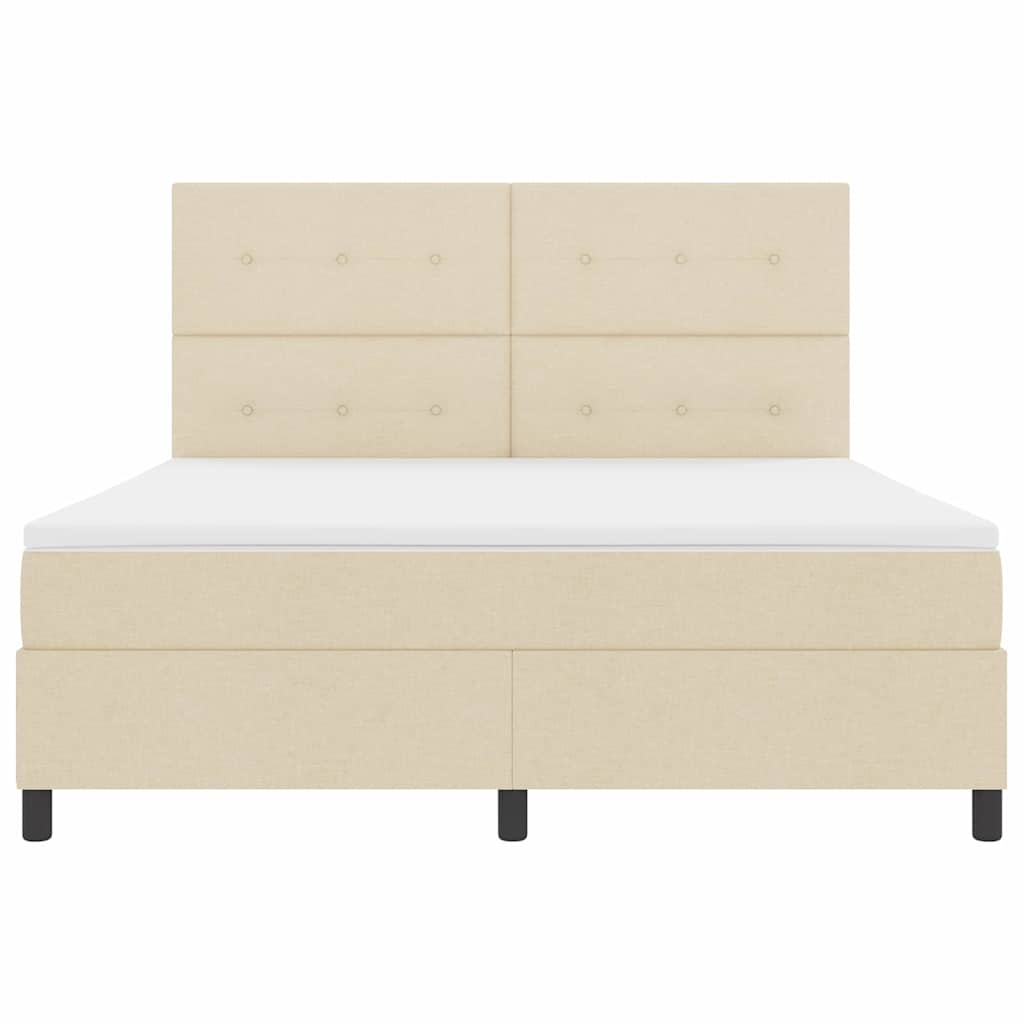 Boxspringbed met matras met hoofdeinde Crème 180 x 200 cm Stof is nu te koop bij PeponiXL, paradijselijk wonen!