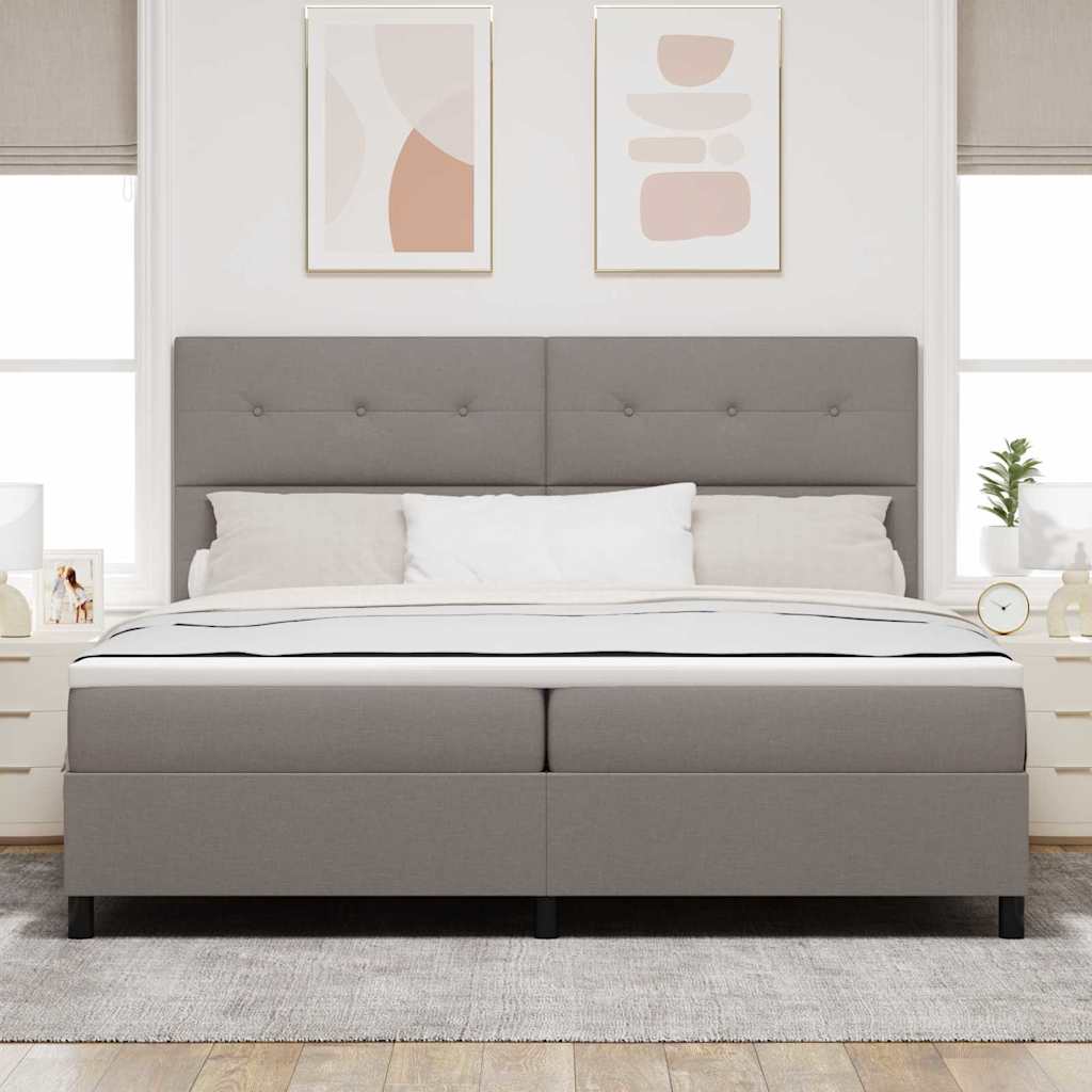 Boxspringbed met matras met hoofdeinde Taupe 200 x 200 cm Stof is nu te koop bij PeponiXL, paradijselijk wonen!