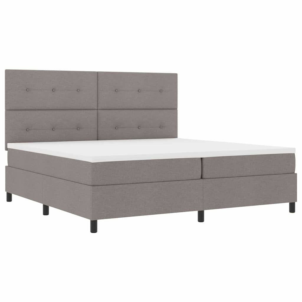 Boxspringbed met matras met hoofdeinde Taupe 200 x 200 cm Stof is nu te koop bij PeponiXL, paradijselijk wonen!